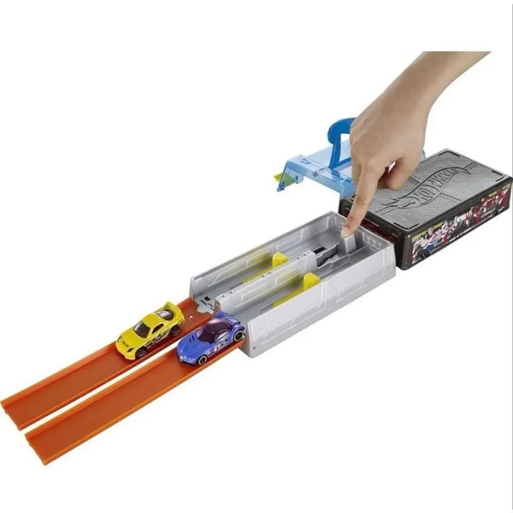 Hot Wheels Race Case Stunt Tracks Playset Dual Launcher 2 Cars Storage Case New